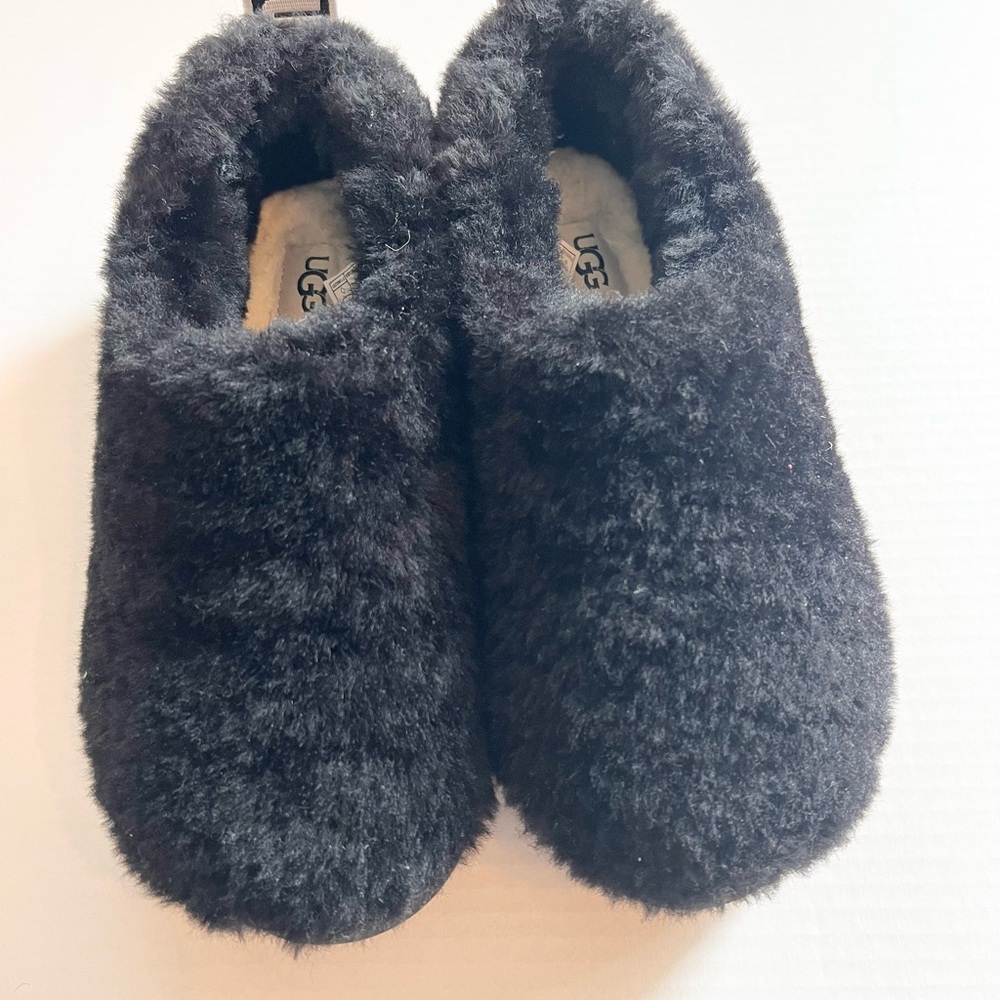 UGG Black Plush Shearling Slip-Ons